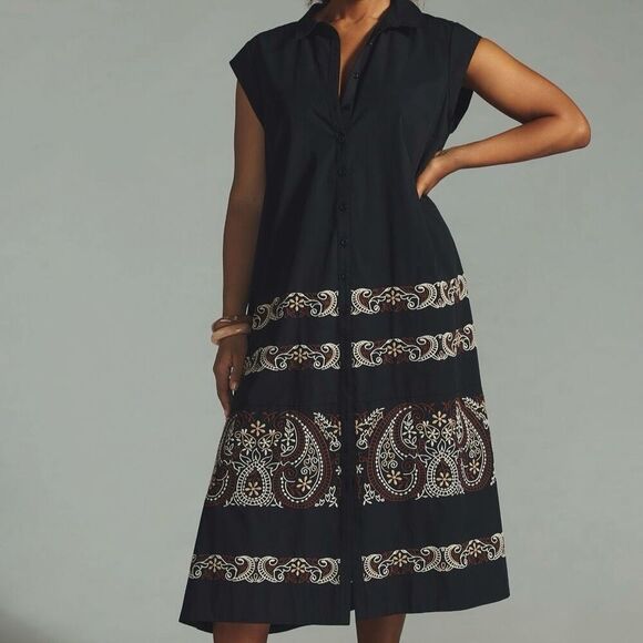 Anthropologie Dresses & Skirts - By Anthropologie Cap-Sleeve Shirt Dress L